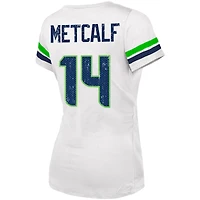 Women's Fanatics DK Metcalf White Seattle Seahawks Fashion Player Name & Number V-Neck T-Shirt