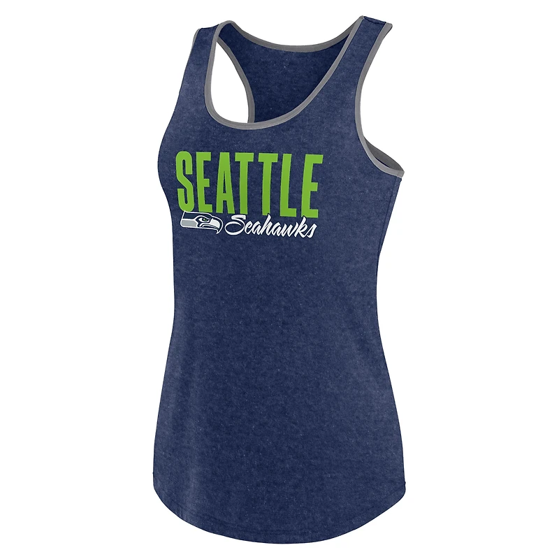 Débardeur à dos nageur Fanatics Heather College pour femmes, bleu marine, Seattle Seahawks Fuel