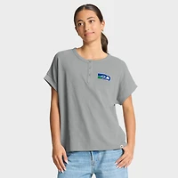 Women's Fanatics Heather Gray Seattle Seahawks Oversized Hometown Premium Henley Shirt