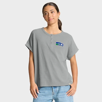 Women's Fanatics Heather Gray Seattle Seahawks Oversized Hometown Premium Henley Shirt