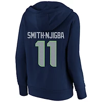 Sweat à capuche col en V Fanatics pour femmes, modèle Jaxon Smith-Njigba, bleu marine, Seattle Seahawks, grande taille, avec nom et numéro du joueur