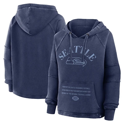 Women's Fanatics Navy Seattle Seahawks Oversized Raglan Gridiron Hoodie