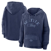 Women's Fanatics Navy Seattle Seahawks Oversized Raglan Gridiron Hoodie