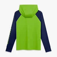 Women's Fanatics Neon Green/College Navy Seattle Seahawks Cornerback Blitz​ Raglan Full-Zip Hoodie