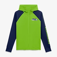 Women's Fanatics Neon Green/College Navy Seattle Seahawks Cornerback Blitz​ Raglan Full-Zip Hoodie