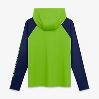 Women's Fanatics Neon Green/College Navy Seattle Seahawks Cornerback Blitz​ Raglan Full-Zip Hoodie