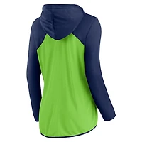 Women's Fanatics Neon Green/College Navy Seattle Seahawks Script Full-Zip Hoodie