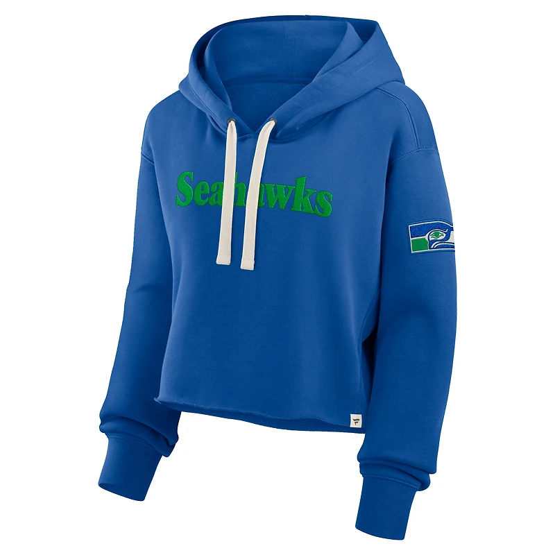 Sweat à capuche court surdimensionné Fanatics Royal Seattle Seahawks pour femme