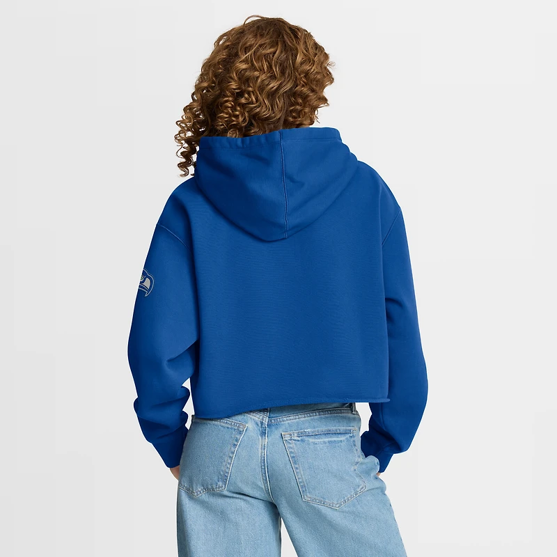 Sweat à capuche court surdimensionné Fanatics Royal Seattle Seahawks pour femme