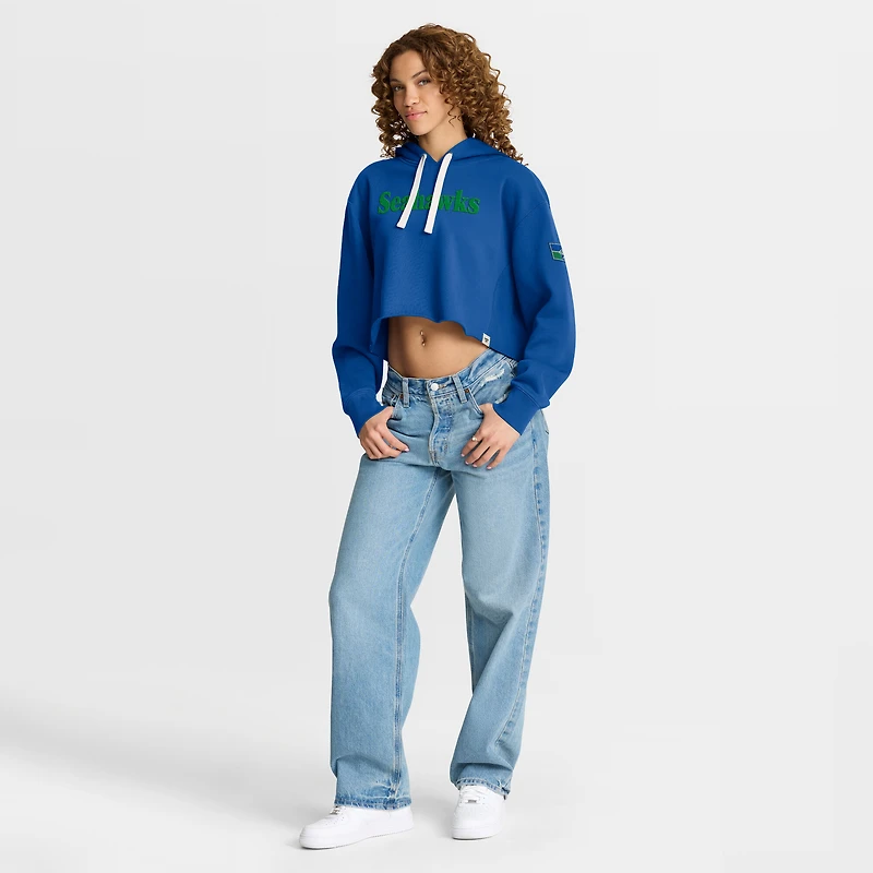 Sweat à capuche court surdimensionné Fanatics Royal Seattle Seahawks pour femme