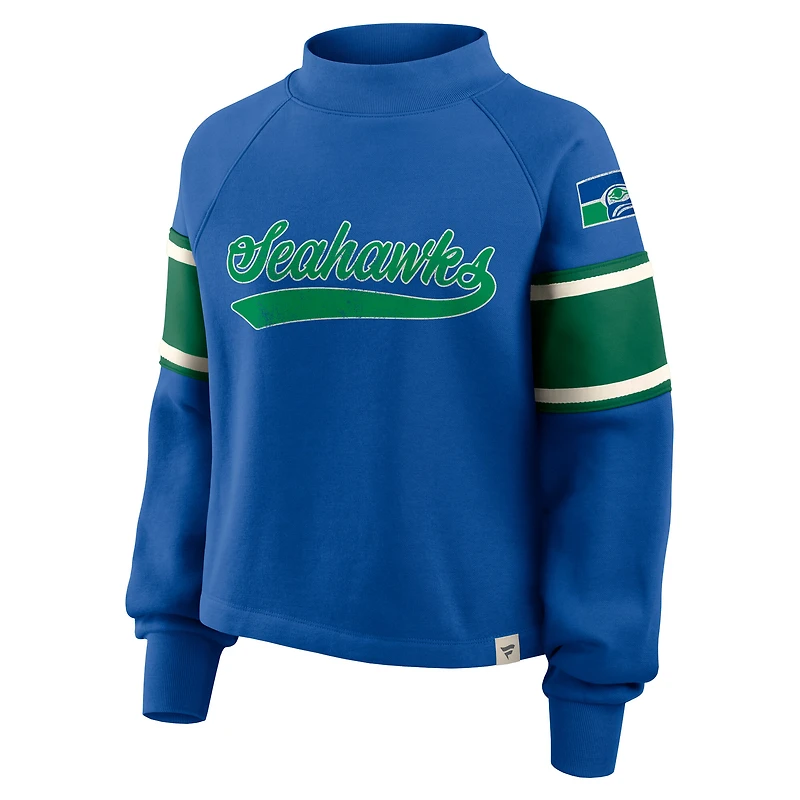 Pull surdimensionné à col montant Fanatics Royal Seattle Seahawks pour femme