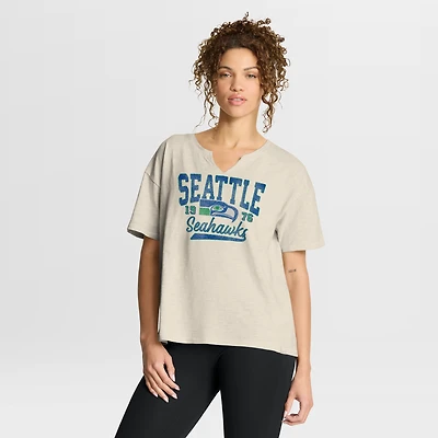 Women's Fanatics Tan Seattle Seahawks Heritage Stadium Slub Boxy T-Shirt