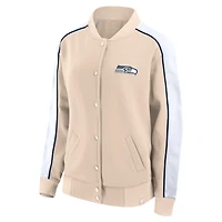Veste universitaire décontractée Fanatics Tan Seattle Seahawks pour femmes, à boutons-pression.