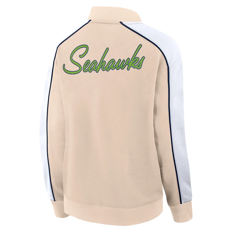 Women's Fanatics Tan Seattle Seahawks Lounge Full-Snap Varsity Jacket