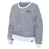 Sweat-shirt oversize rayé blanc/bleu marine Seattle Seahawks pour femme (Fanatics)