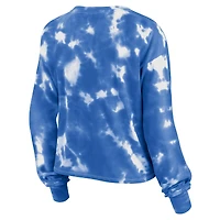 T-shirt à manches longues et col en V Fanatics pour femmes blanc/royal Seattle Seahawks Sport Resort Tie-Dye