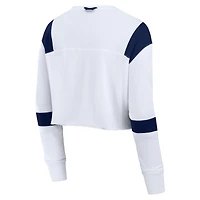 T-shirt à manches longues extensible et court pour femme Fanatics des Seattle Seahawks blanc