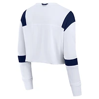 Women's Fanatics White Seattle Seahawks Stretch Cropped Long Sleeve V-Neck T-Shirt