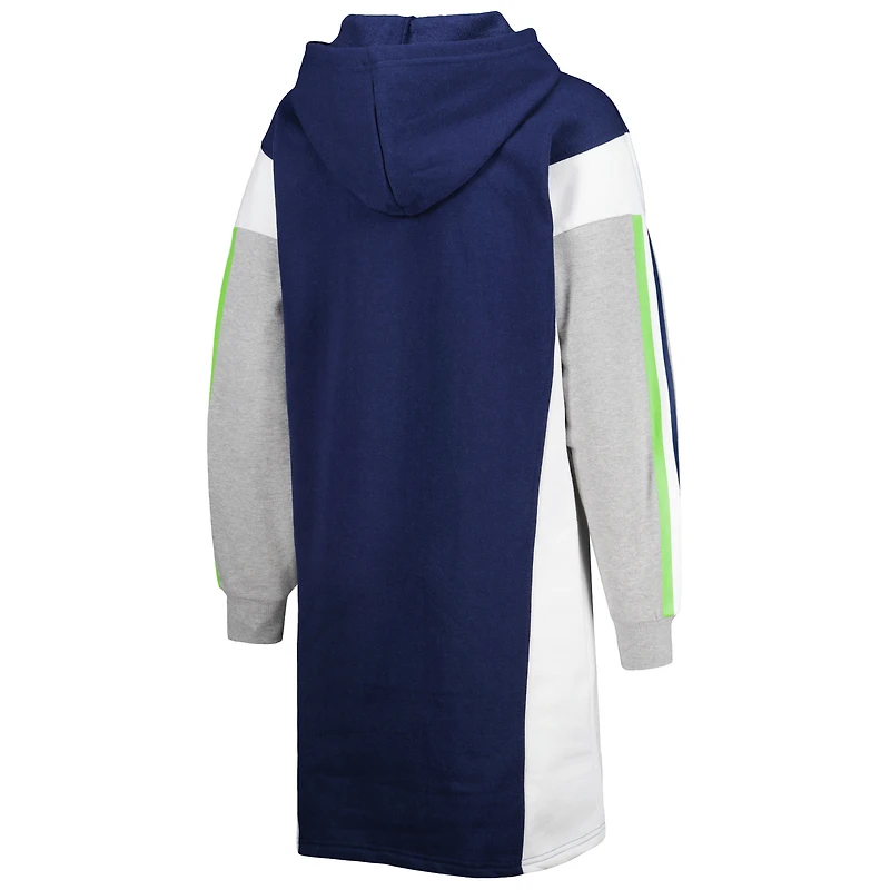 Robe t-shirt à capuche manches longues pour femme G-III 4Her by Carl Banks College Navy Seattle Seahawks Bootleg