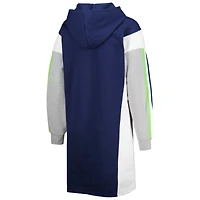 Robe t-shirt à capuche manches longues pour femme G-III 4Her by Carl Banks College Navy Seattle Seahawks Bootleg