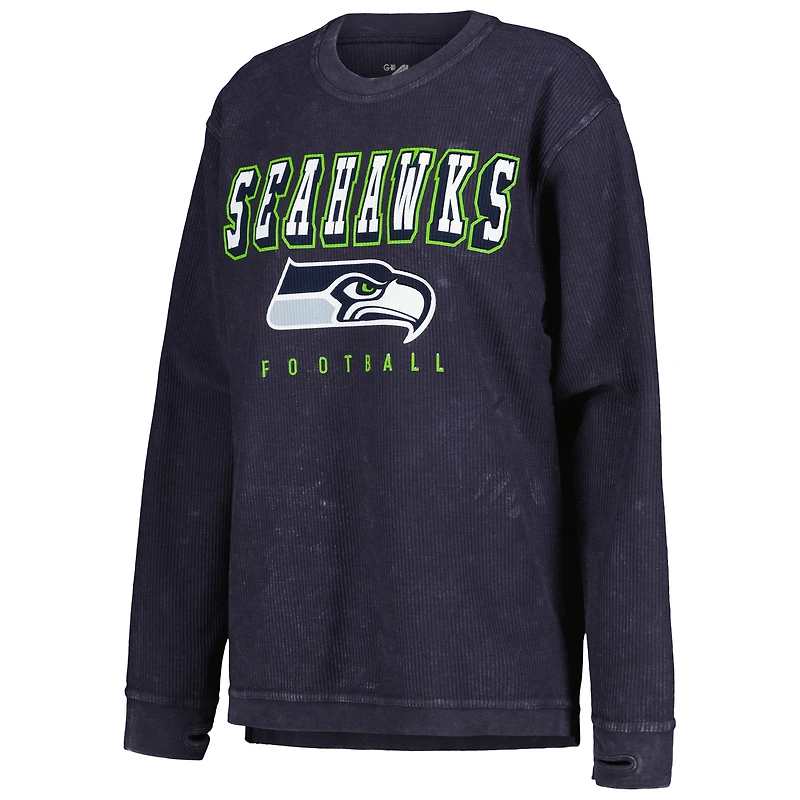 Sweat-shirt à cordon confortable G-III 4Her par Carl Banks College pour femmes, bleu marine, Seattle Seahawks