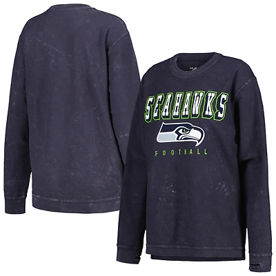 Sweat-shirt à cordon confortable G-III 4Her par Carl Banks College pour femmes, bleu marine, Seattle Seahawks