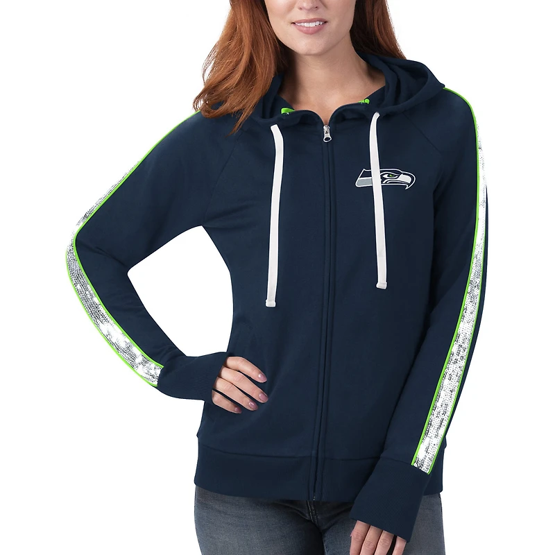 G-III 4Her par Carl Banks College Navy Seattle Seahawks Game Changer pour femmes - Sweat à capuche entièrement zippé
