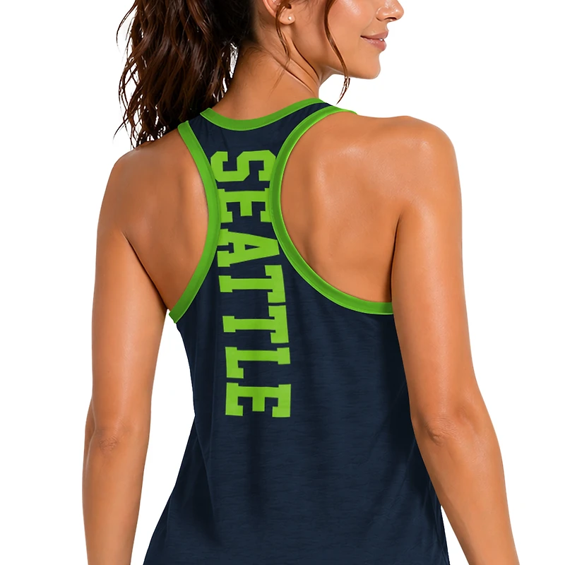 Women's G-III 4Her by Carl Banks College Navy Seattle Seahawks Tater II Racerback Tank Top