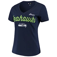 Women's G-III 4Her by Carl Banks Navy Seattle Seahawks Post Season V-Neck T-Shirt