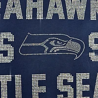 Sweat-shirt décontracté à épaules tombantes et texte strass Hype Era pour femme, bleu marine universitaire, des Seattle Seahawks