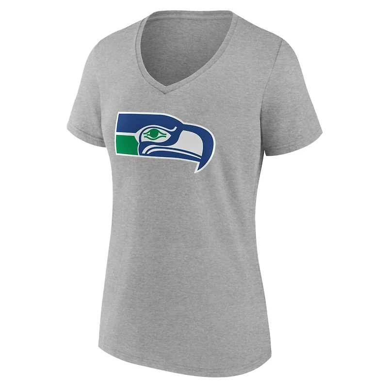 Women's Gray Seattle Seahawks Team Authentic Classic Personalized Name & Number V-Neck T-Shirt