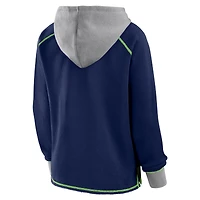 Women's Logo Athletic College Navy Seattle Seahawks Boom Fleece Pullover V-Neck Hoodie