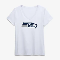 Women's Logo Athletic College Navy Seattle Seahawks Primary V-Neck T-Shirt