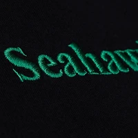 Polo de rugby court à manches longues Mitchell & Ness noir Seattle Seahawks pour femme