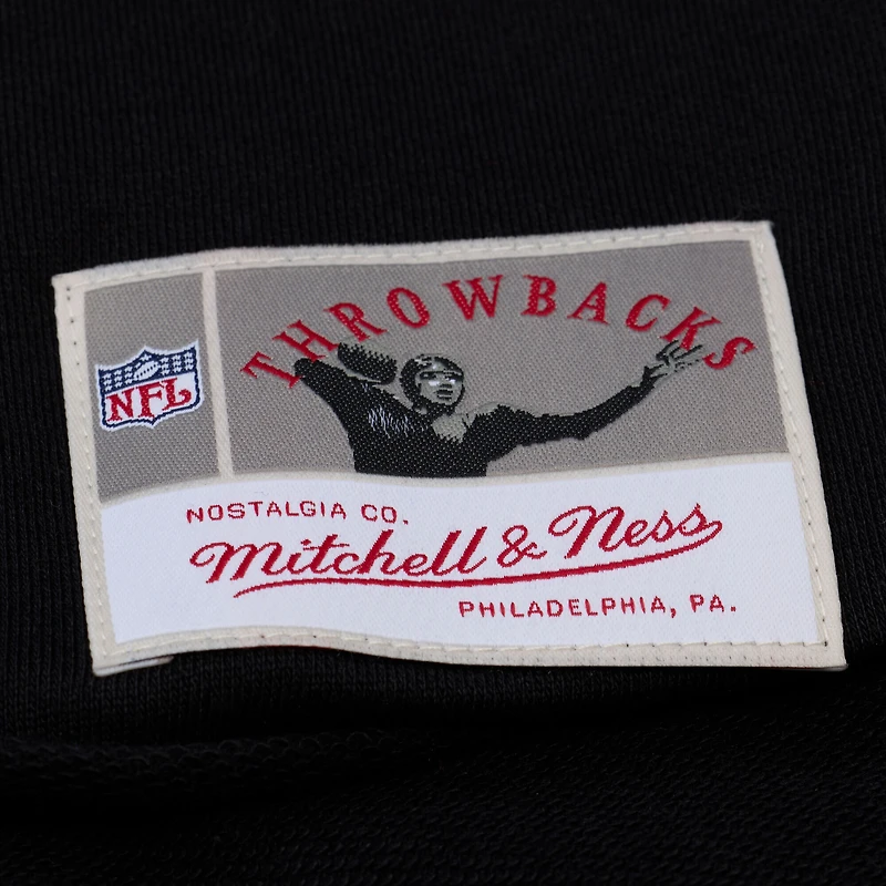 Women's Mitchell & Ness  Black Seattle Seahawks Throwback Cropped Long Sleeve Rugby Polo