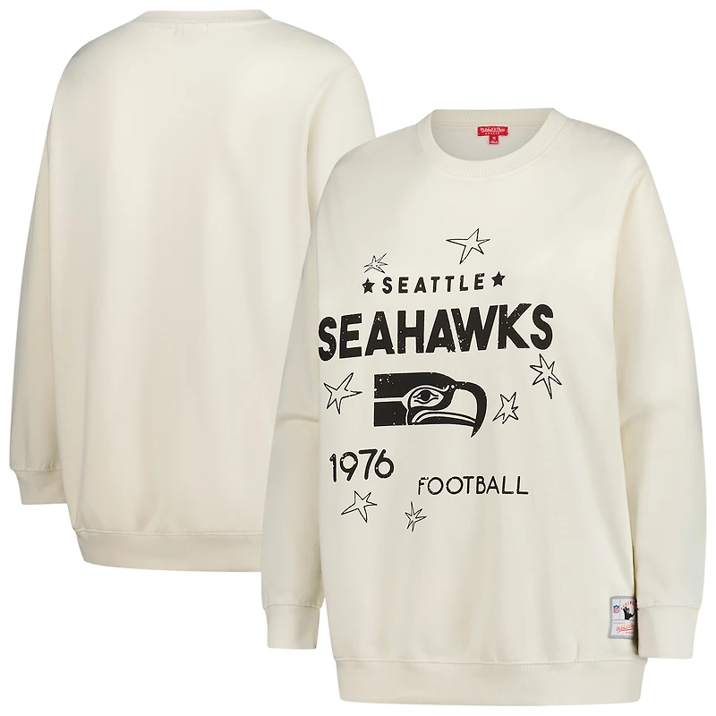 Women's Mitchell & Ness Cream Seattle Seahawks Plus Shooting Star Sweatshirt