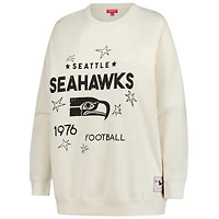 Sweat-shirt Mitchell & Ness crème grande taille pour femme, motif étoile filante des Seattle Seahawks