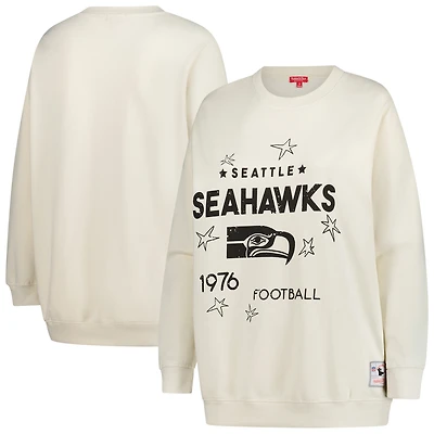 Women's Mitchell & Ness Cream Seattle Seahawks Plus Shooting Star Sweatshirt