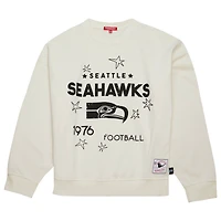 Women's Mitchell & Ness  Cream Seattle Seahawks Throwback Logo 3.0 Pullover Sweatshirt