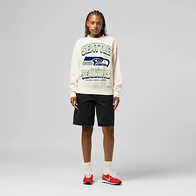 Women's Mitchell & Ness Cream Seattle Seahawks Tonal Arch Sweatshirt