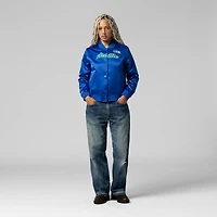 Veste en satin à boutons-pression Mitchell & Ness Royal Seattle Seahawks pour femme