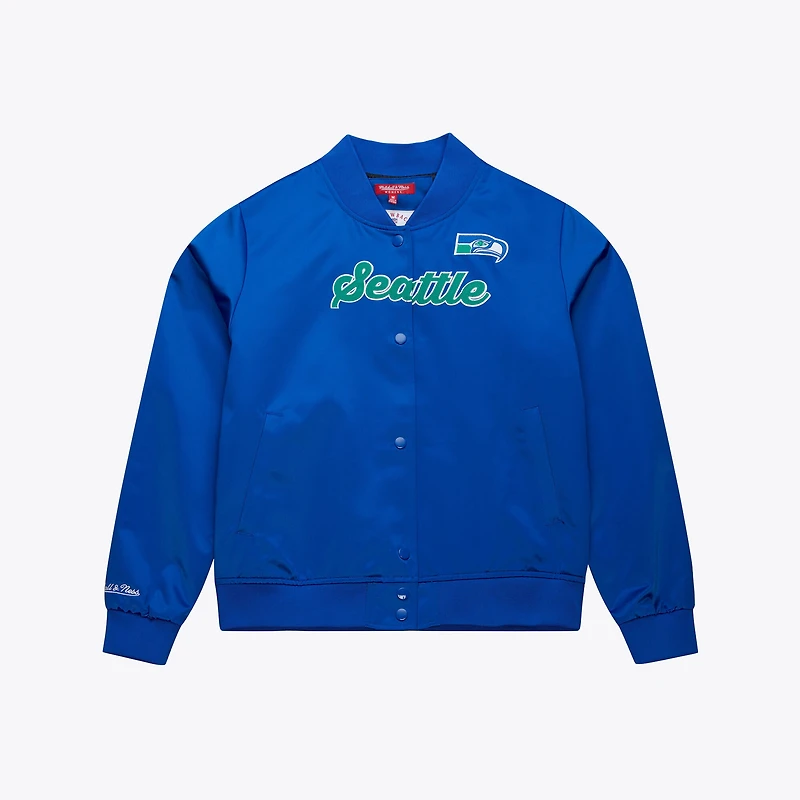 Women's Mitchell & Ness  Royal Seattle Seahawks Full-Snap Satin Jacket
