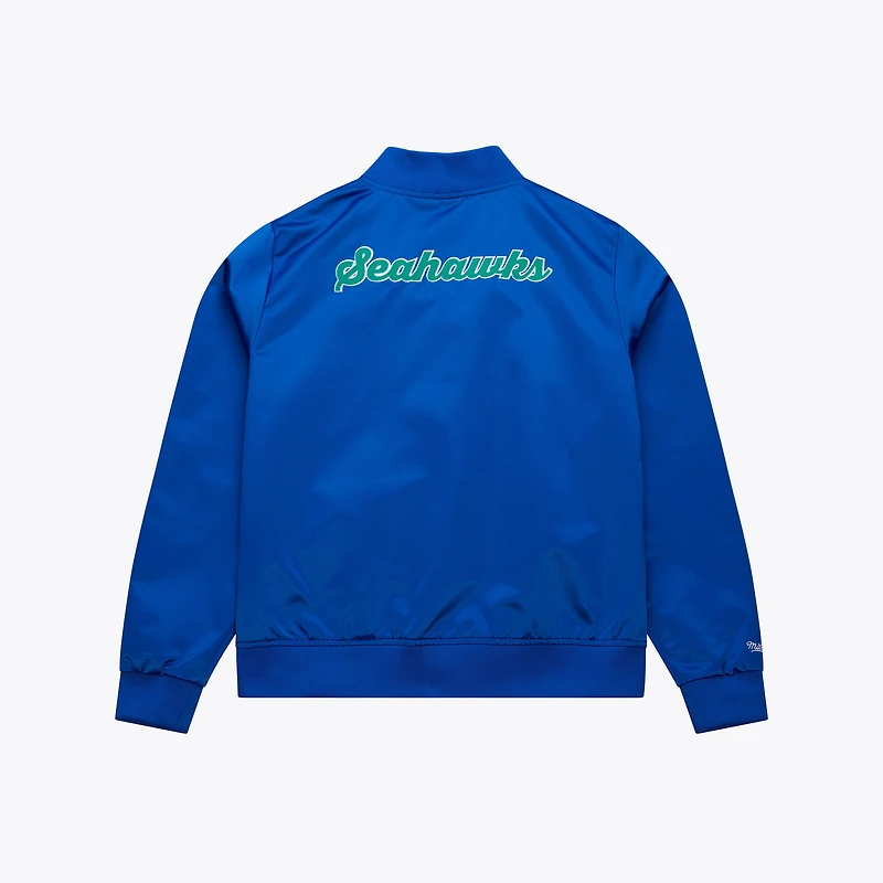 Veste en satin à boutons-pression Mitchell & Ness Royal Seattle Seahawks pour femme