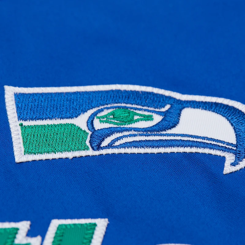 Veste en satin à boutons-pression pour femme Mitchell & Ness Royal Seattle Seahawks