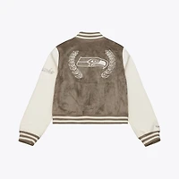 Women's Mitchell & Ness  Tan Seattle Seahawks Full-Snap Varsity Jacket