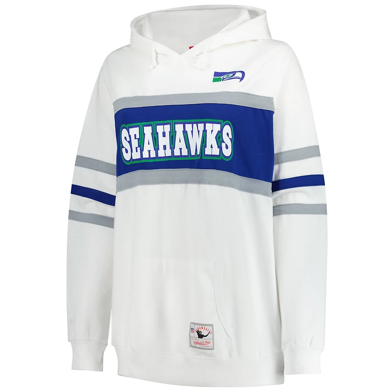 Sweat à capuche rétro Mitchell & Ness blanc grande taille pour femme