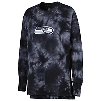 Women's MSX by Michael Strahan Black Seattle Seahawks Bailey Tie-Dye Pullover Sweatshirt