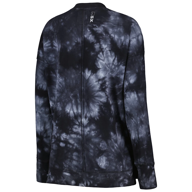 Women's MSX by Michael Strahan Black Seattle Seahawks Bailey Tie-Dye Pullover Sweatshirt