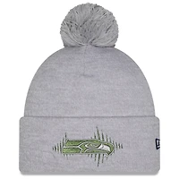 Women's New Era Wolf Gray Seattle Seahawks 2025 Rivalries Collection Fan Pack Marled Cuffed Knit Hat with Pom