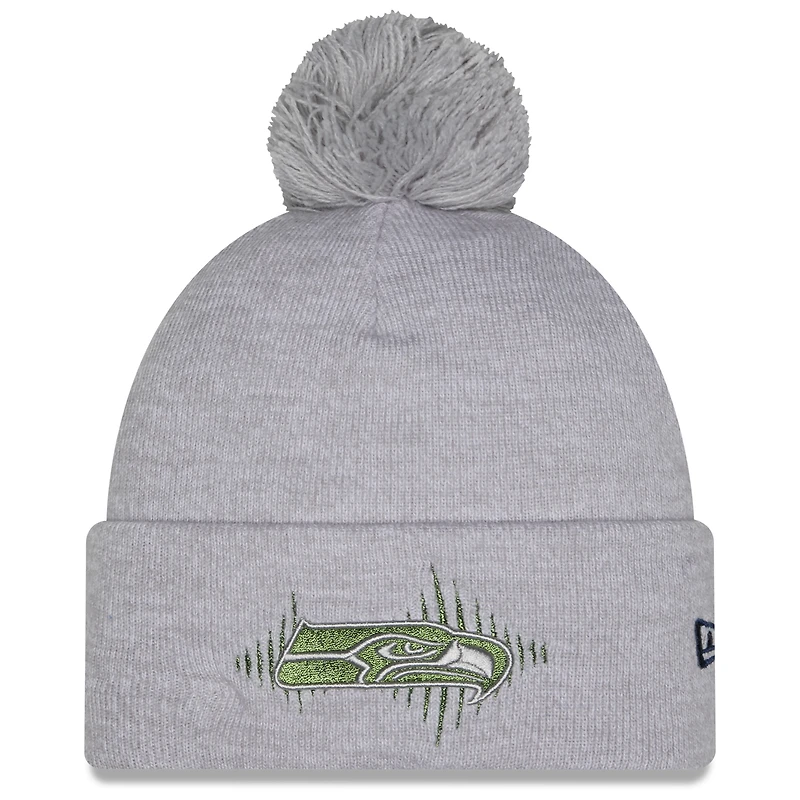 Women's New Era Wolf Gray Seattle Seahawks 2025 Rivalries Collection Fan Pack Marled Cuffed Knit Hat with Pom